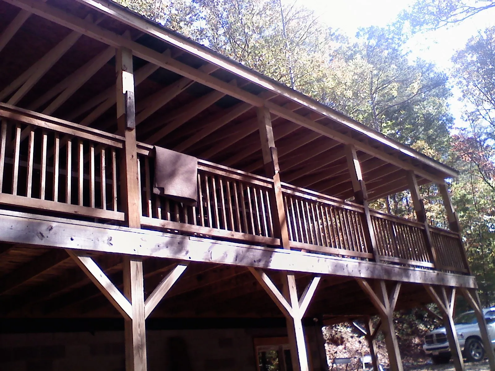 Timber framing under a new elevated porch and deck — Roof Leak Repair in Winneconne by Roofing Brothers